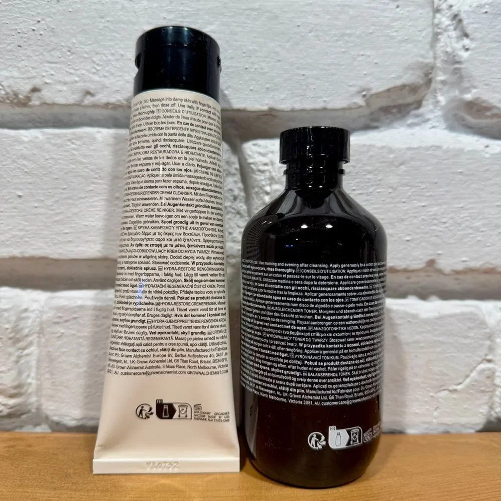 Grown Alchemist Skincare Duo Cleanser & Toner | Full Size Clean Beauty Pores NIB